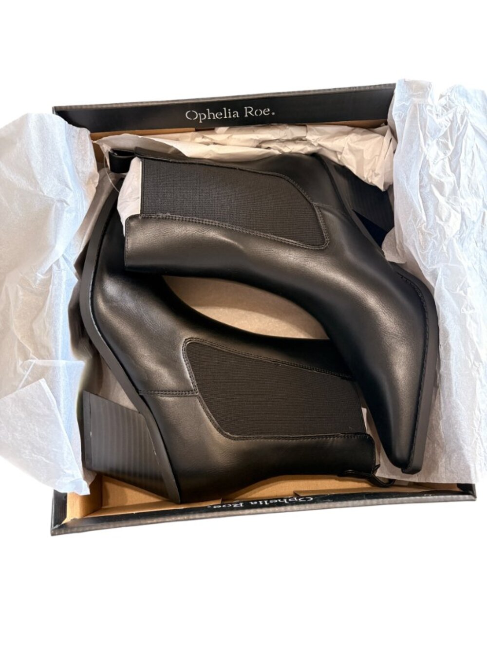 Ophelia Roe Black Chelsea Pointed Toe Ankle Boot Womens 9 - Picture 10 of 11